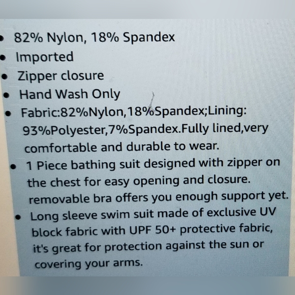 NWT LONG SLEEVE RASH GUARD UV PROTECTION ZIP FRONT BUILT IN BRA - Picture 7 of 8